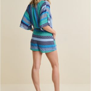 Mixed Print Romper - Green Multi - Image 3