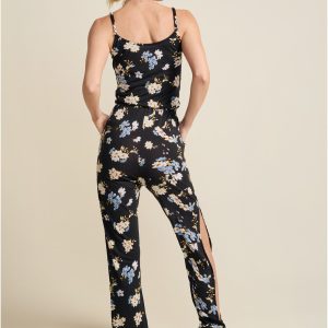 Slit Detail Jumpsuit - Black & Blue - Image 2