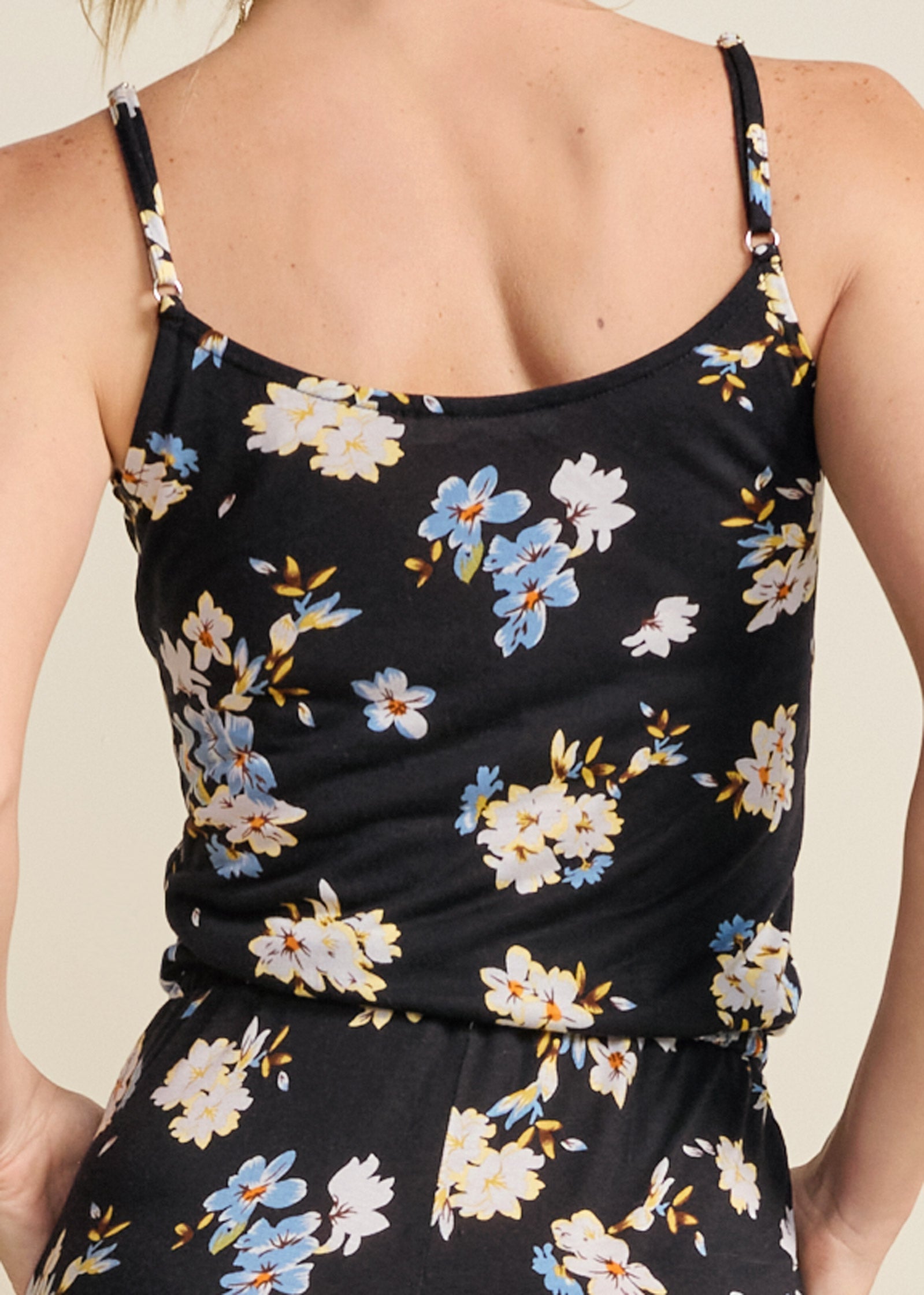 Slit Detail Jumpsuit - Black & Blue - Image 4