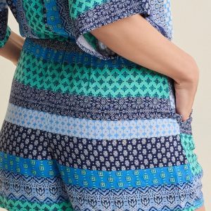 Mixed Print Romper - Green Multi - Image 5