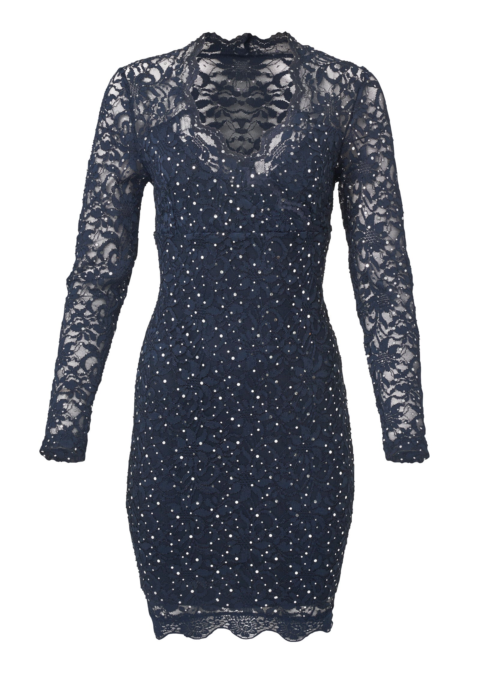 Lace Sparkle Mini Dress - Navy - Image 5