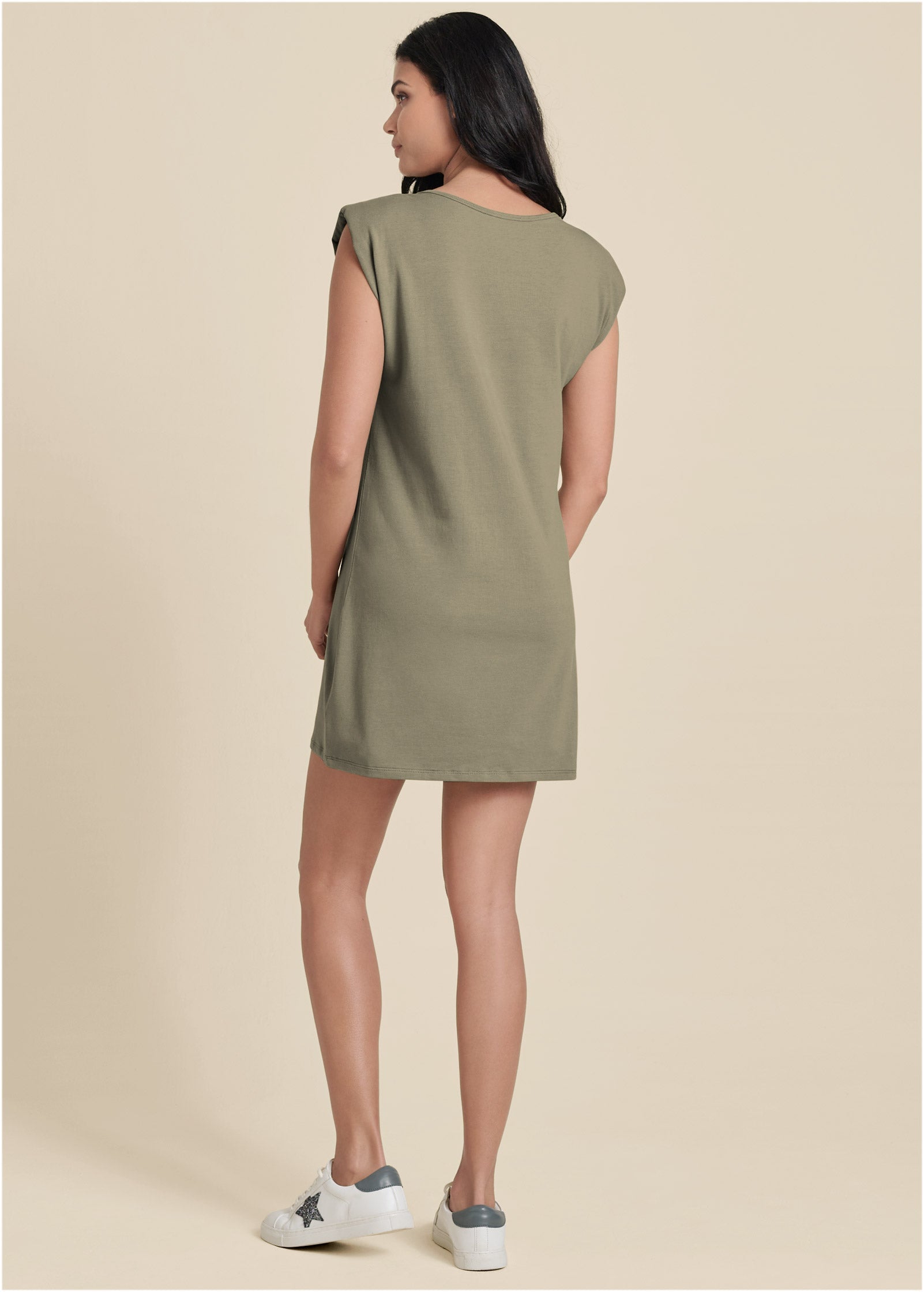 Easy Shift Dress - Olive - Image 3