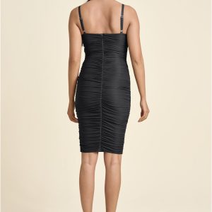 Ruched Mini Dress - Jet Black - Image 2