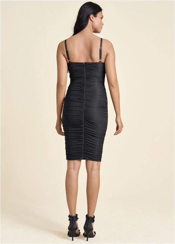 Ruched Mini Dress - Jet Black