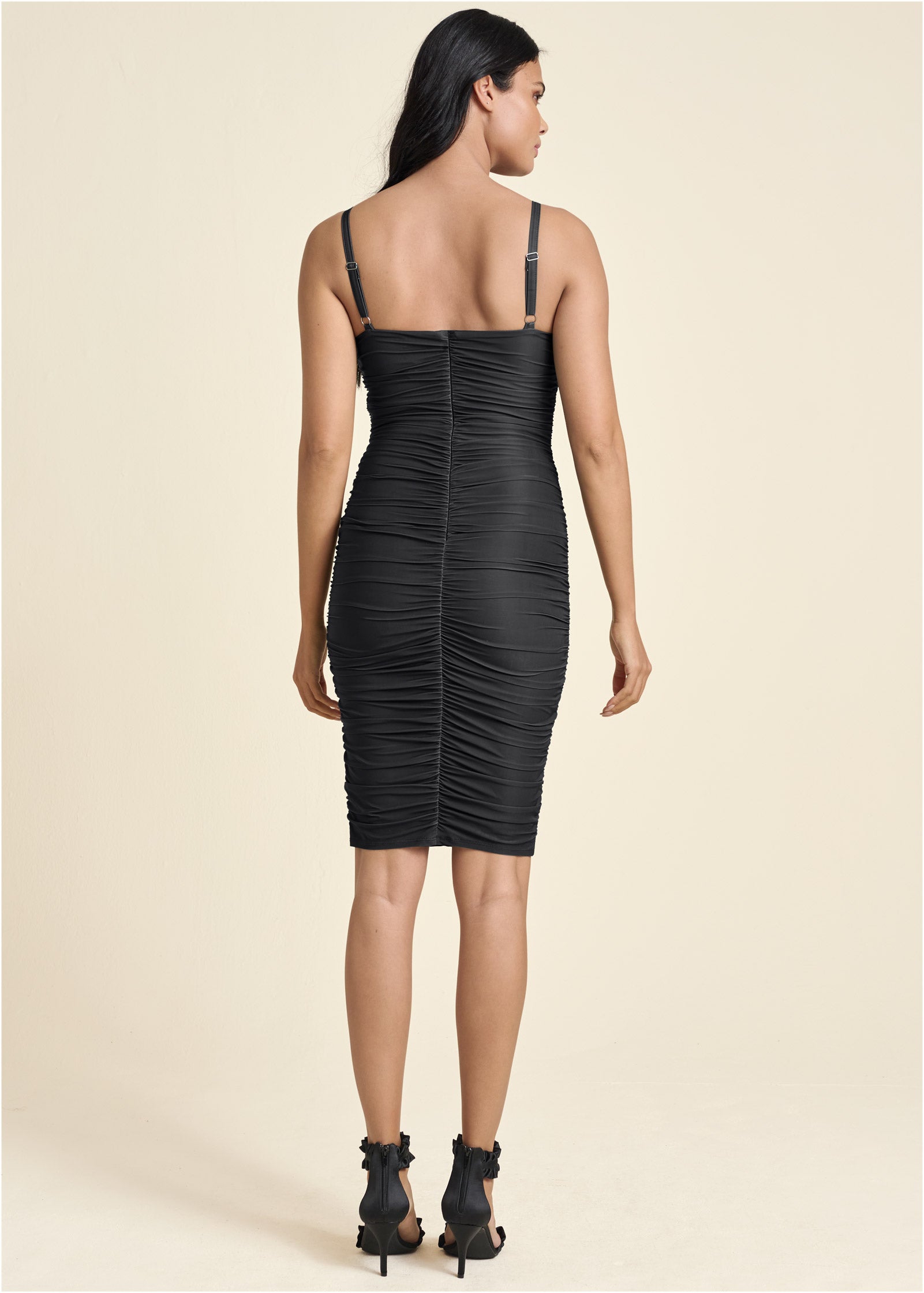 Ruched Mini Dress - Jet Black - Image 2