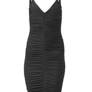 Ruched Mini Dress - Jet Black - Image 5