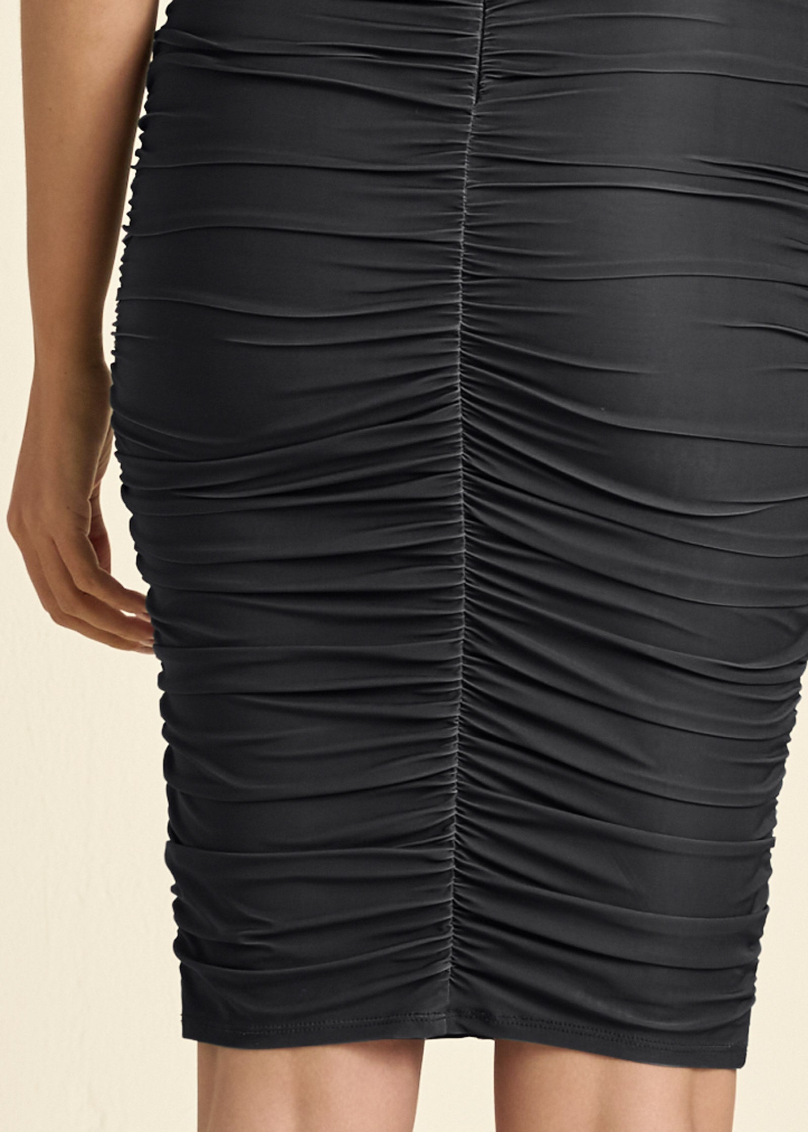 Ruched Mini Dress - Jet Black - Image 4