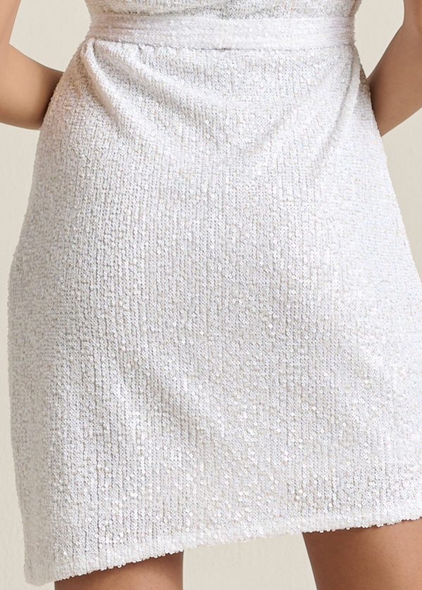 One-Shoulder Sequin Dress - White