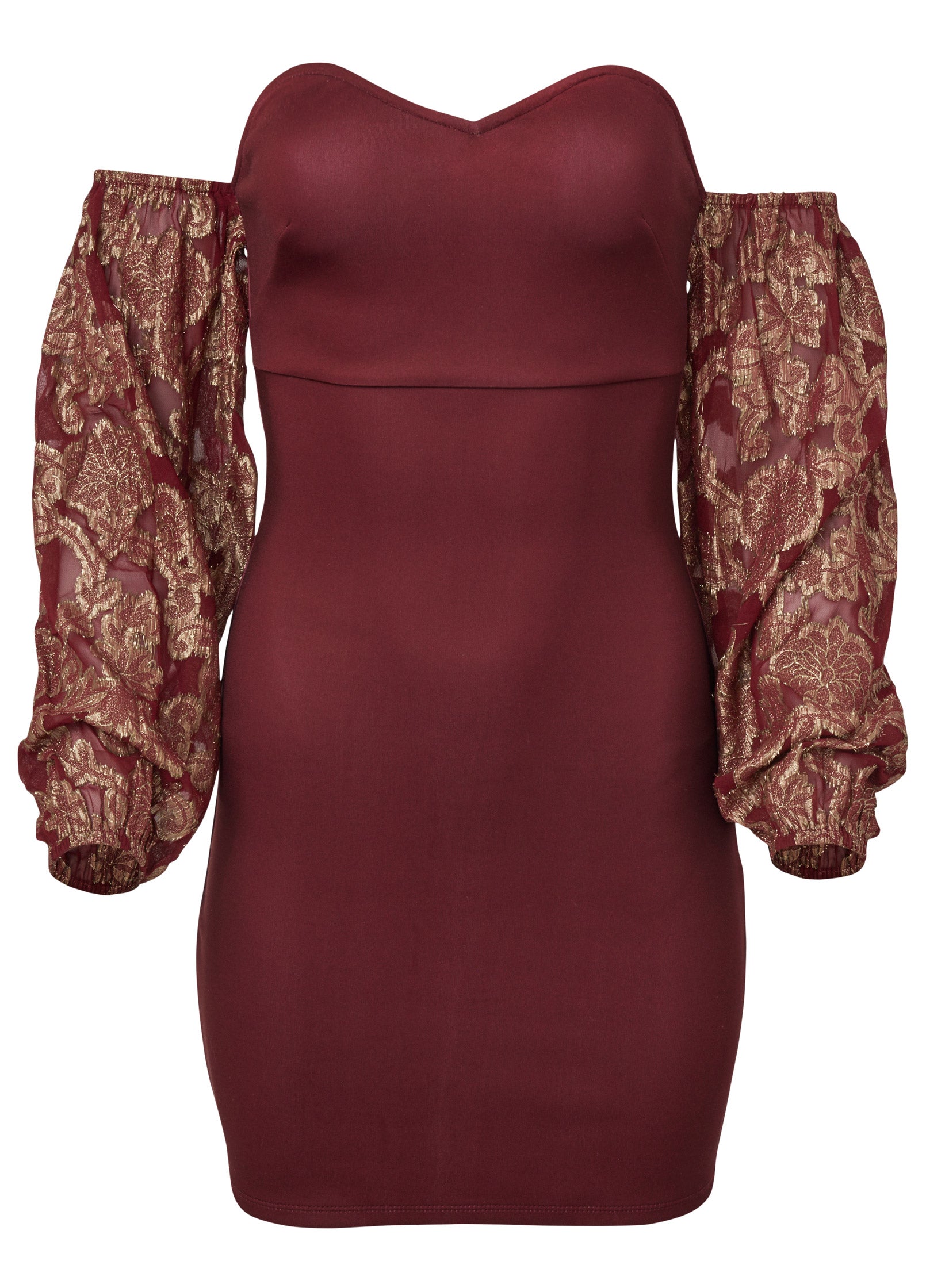 Off-The-Shoulder Mini Dress - Wine - Image 5