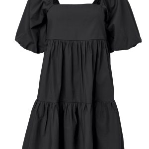 Puff Sleeve Mini Dress - Jet Black - Image 6
