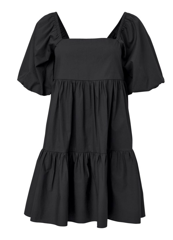 Puff Sleeve Mini Dress - Jet Black