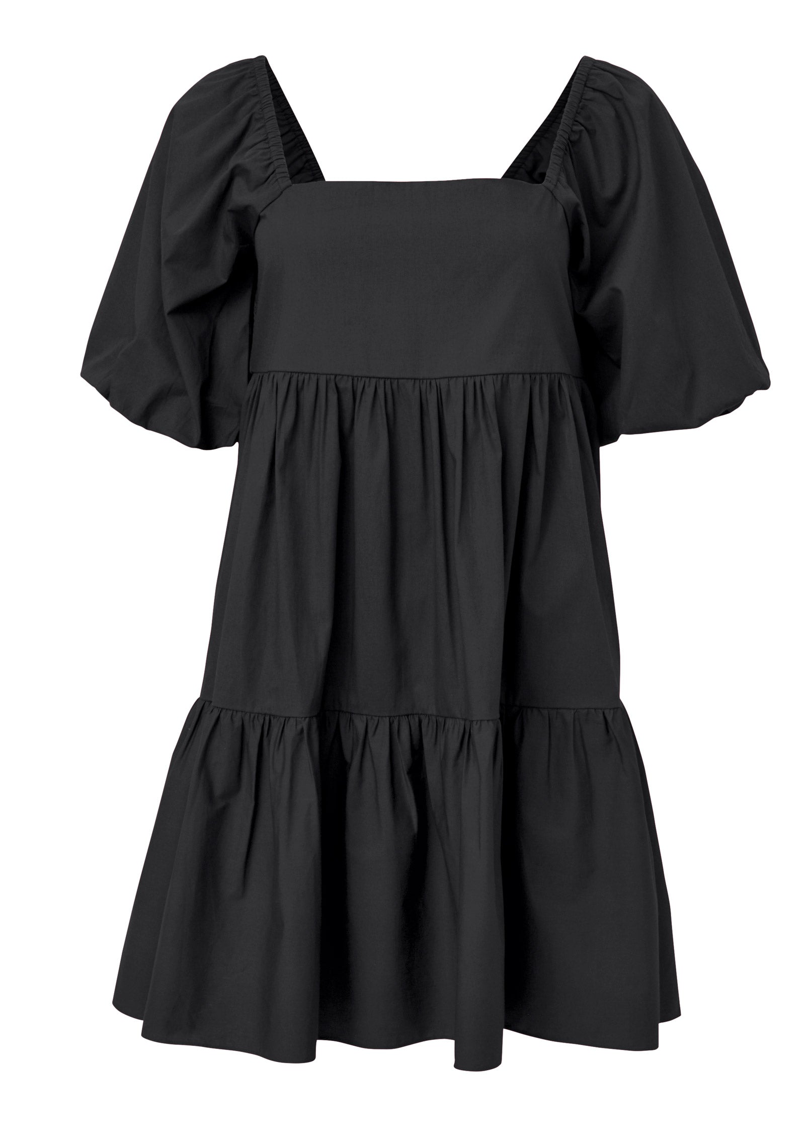 Puff Sleeve Mini Dress - Jet Black - Image 6