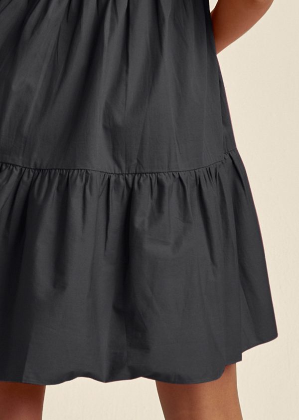 Puff Sleeve Mini Dress - Jet Black