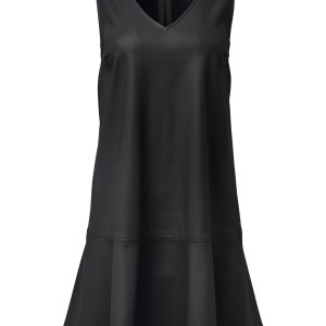 Faux Leather Mini Dress - Jet Black - Image 4
