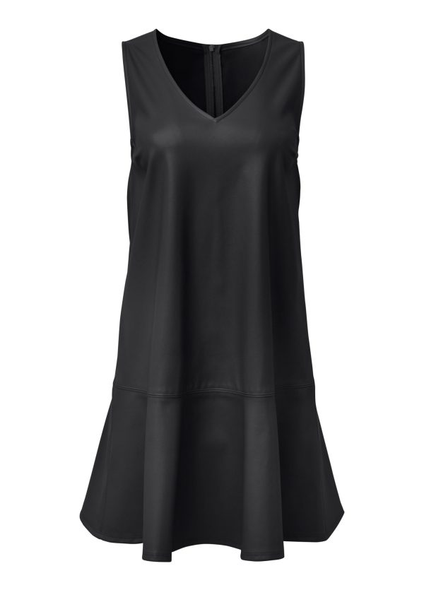 Faux Leather Mini Dress - Jet Black