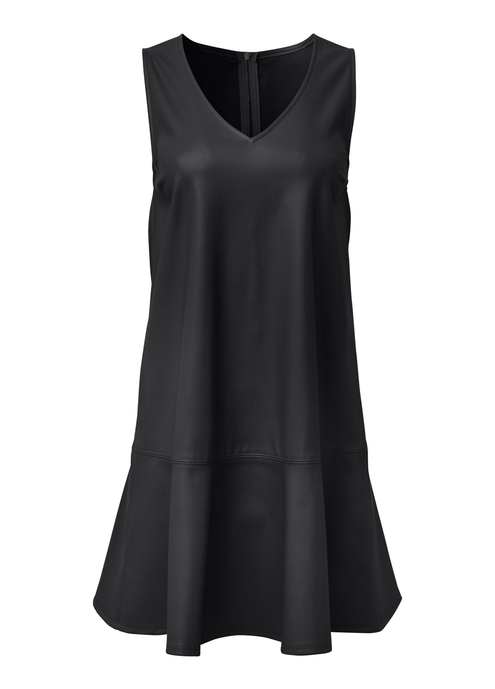 Faux Leather Mini Dress - Jet Black - Image 4