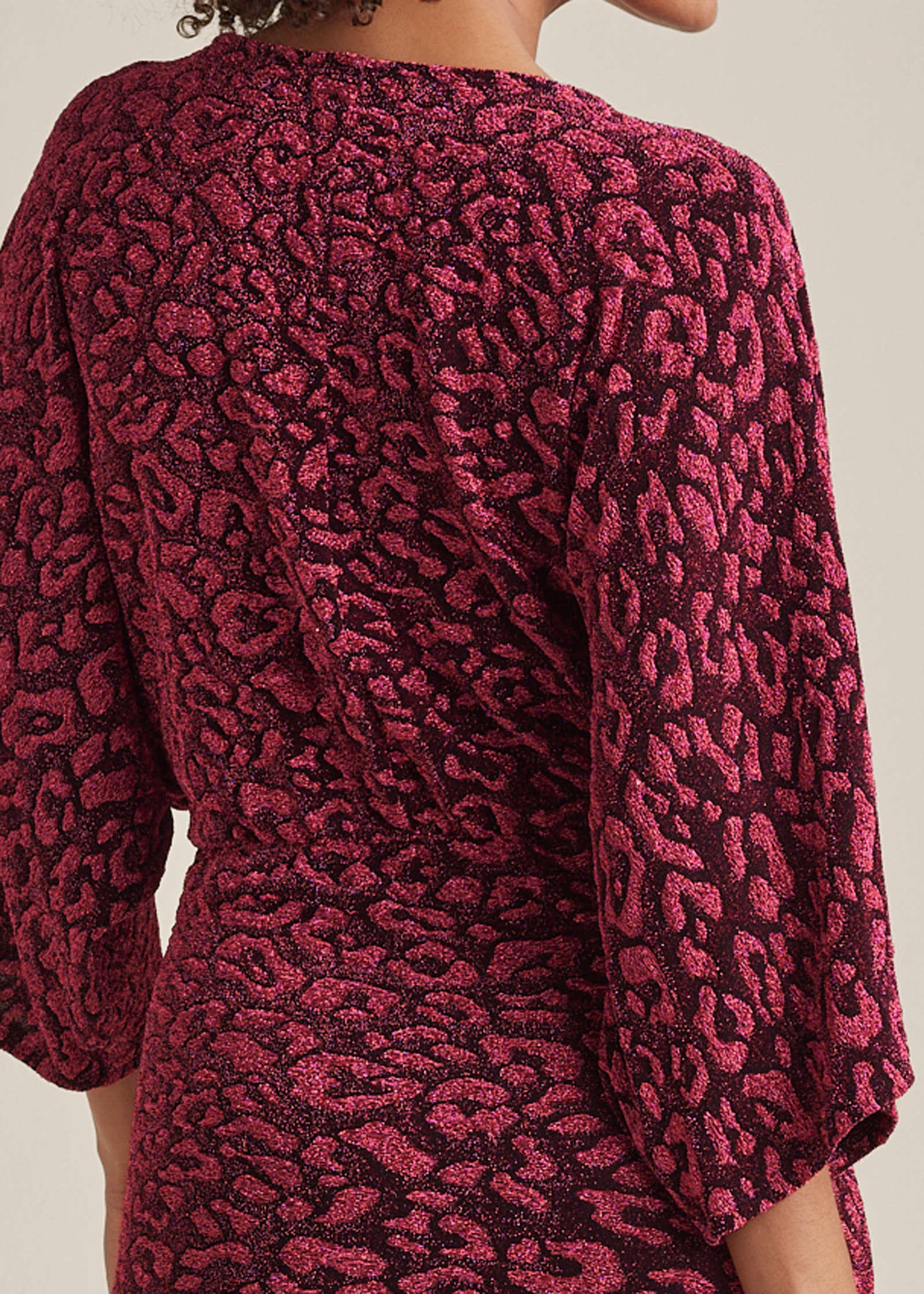 Metallic Leopard Mini Dress - Black & Pink - Image 4