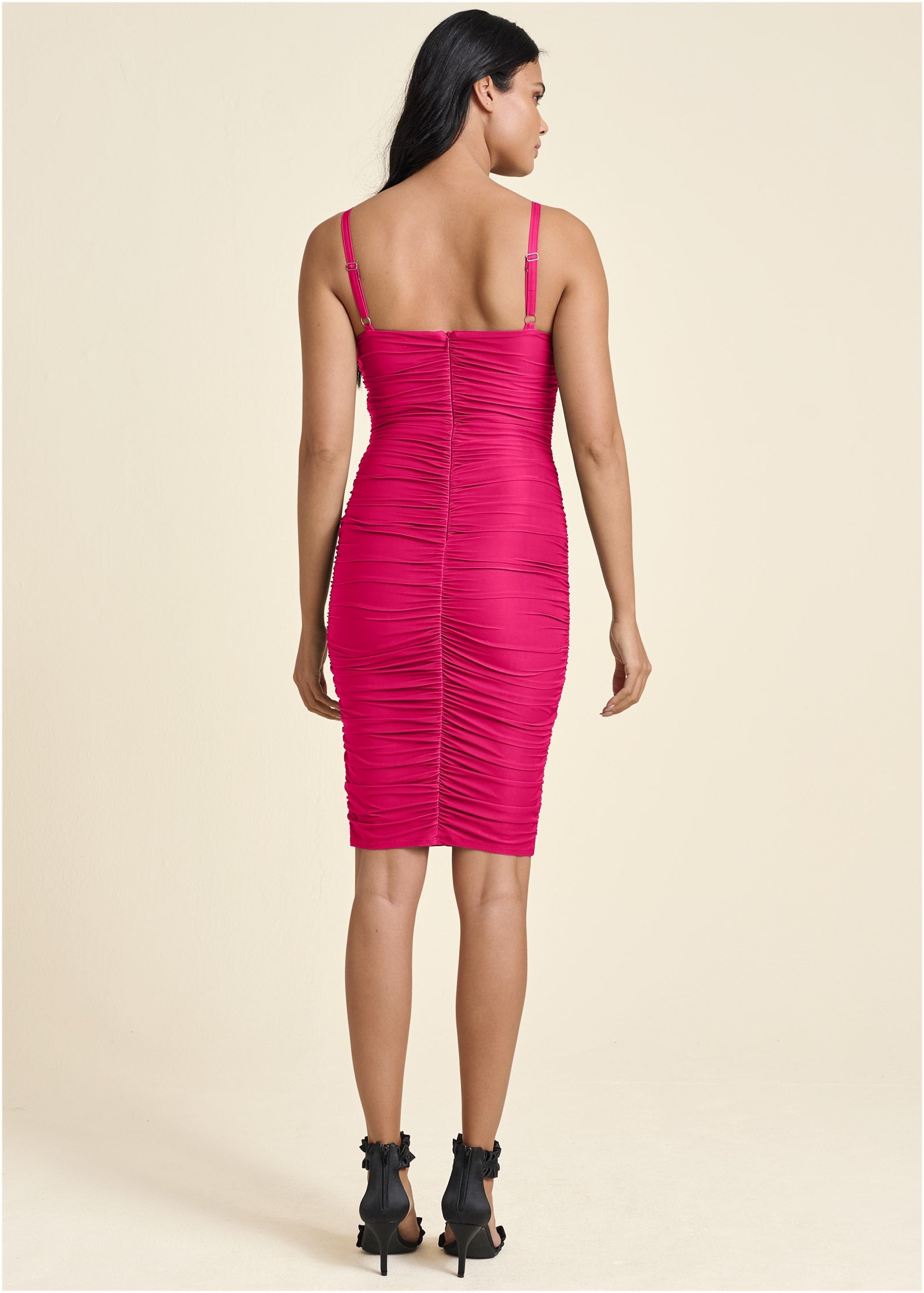 Ruched Mini Dress - Fuchsia - Image 2