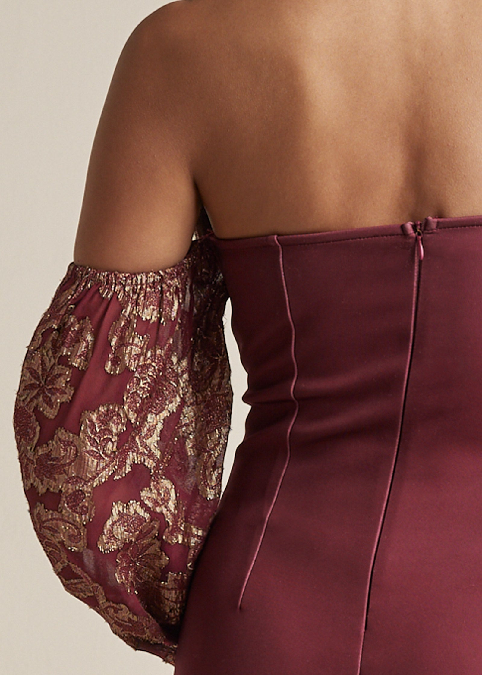 Off-The-Shoulder Mini Dress - Wine - Image 4