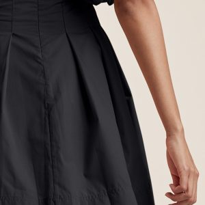 Puff Sleeve Taffeta Dress - Jet Black - Image 4
