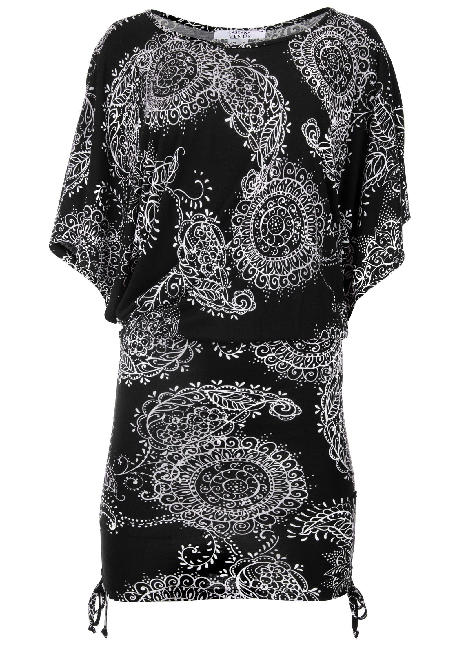 Banded Convertible Dress - Black & White - Image 4