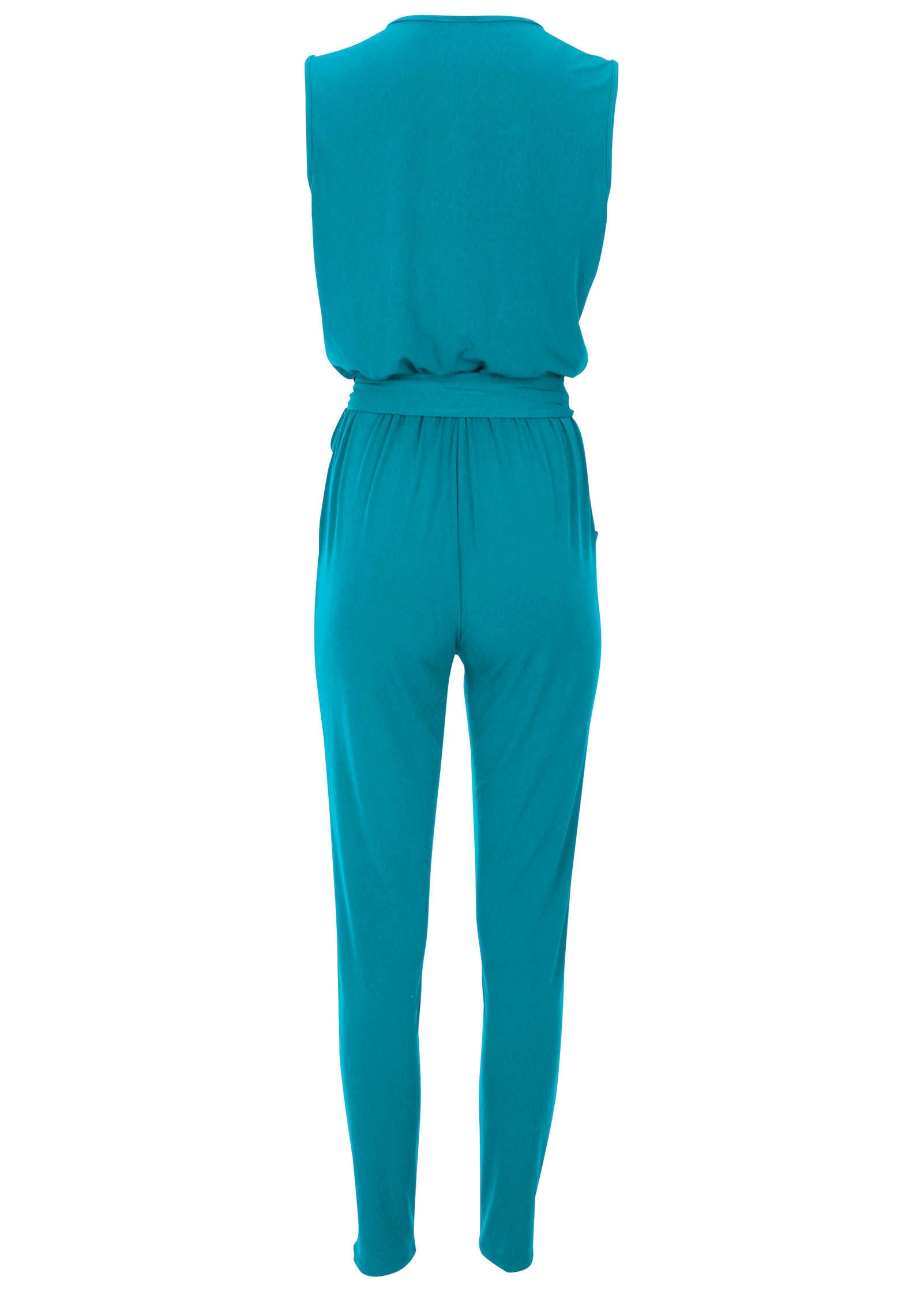 Wrap Tie Jumpsuit - Teal - Image 4