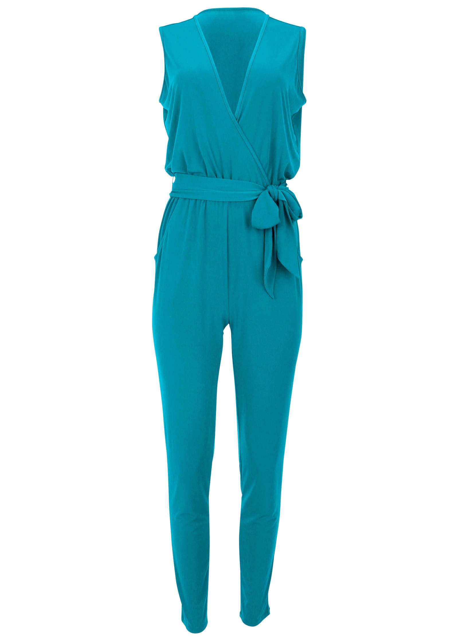 Wrap Tie Jumpsuit - Teal - Image 3