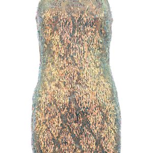 Opulent Sequin Mini Dress - Champagne Multi - Image 3