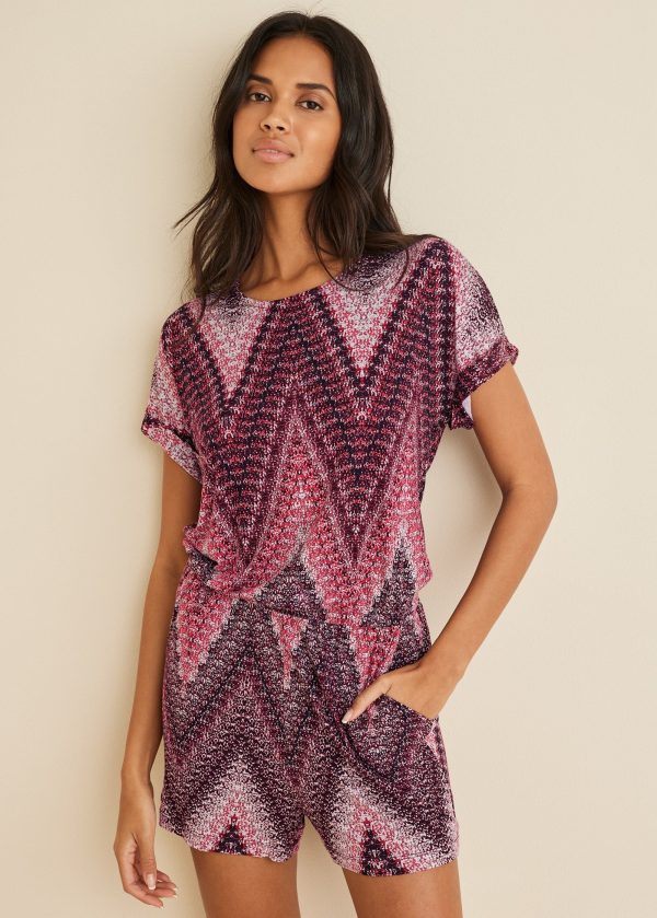 Open Back Romper - Burgundy Multi
