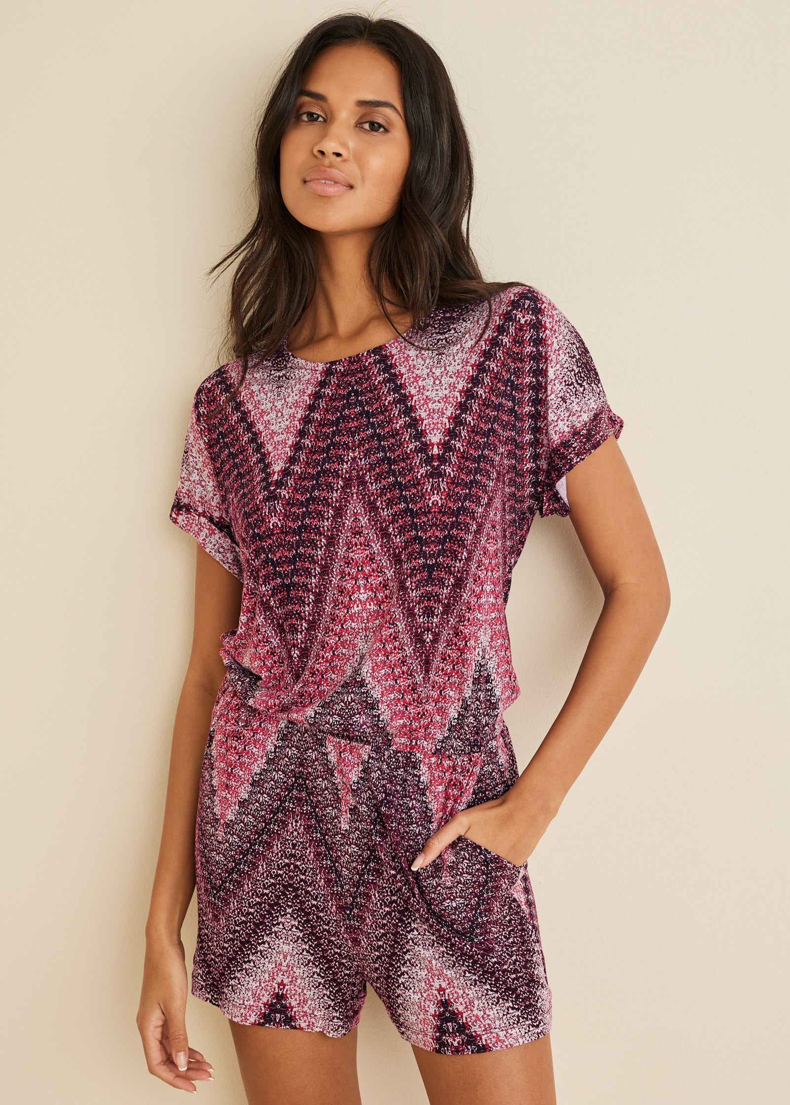 Open Back Romper - Burgundy Multi - Image 3