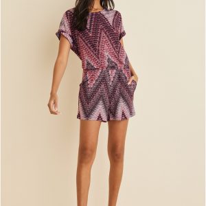 Open Back Romper - Burgundy Multi - Image 7