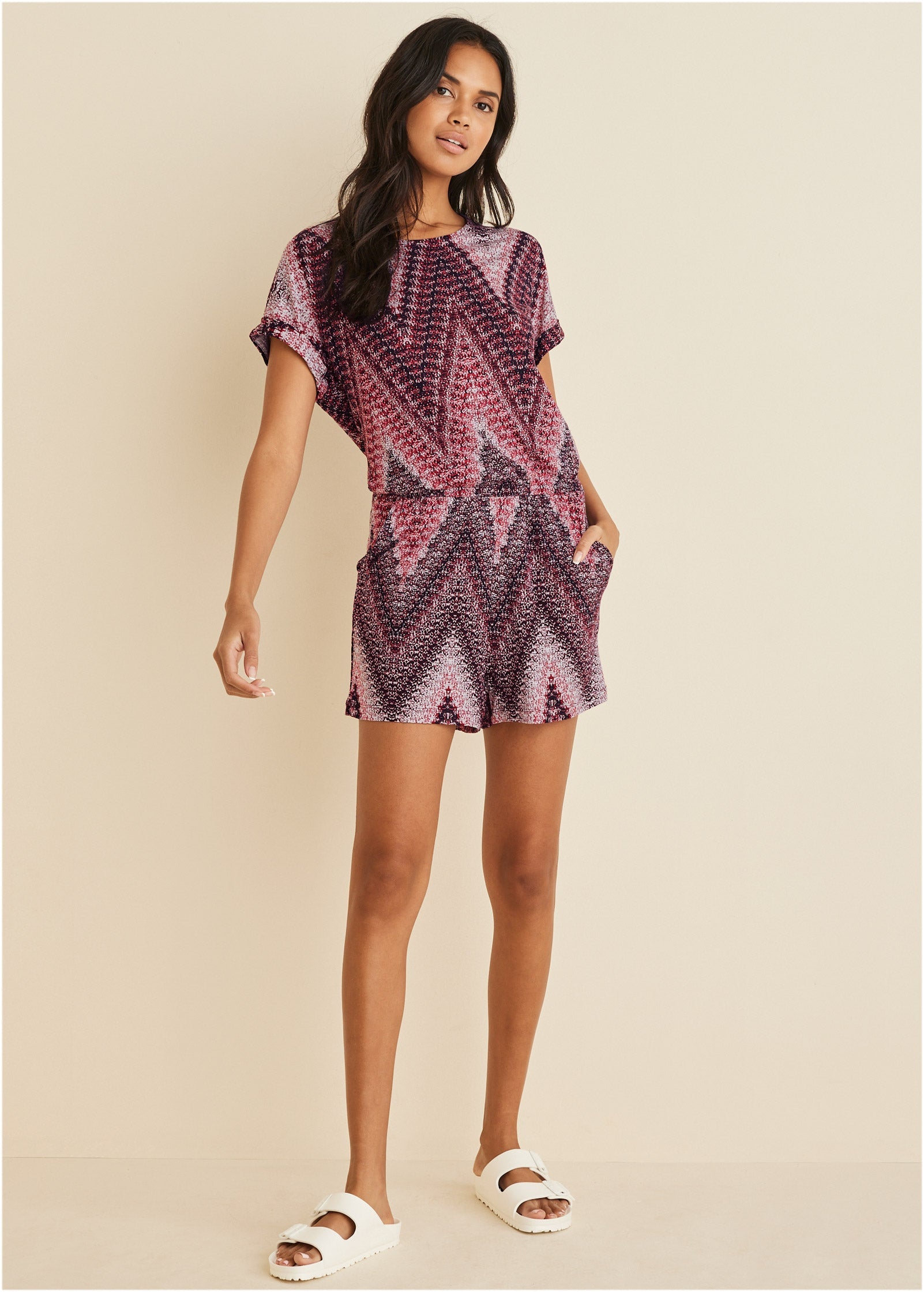 Open Back Romper - Burgundy Multi - Image 7