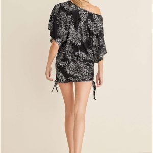 Banded Convertible Dress - Black & White - Image 3