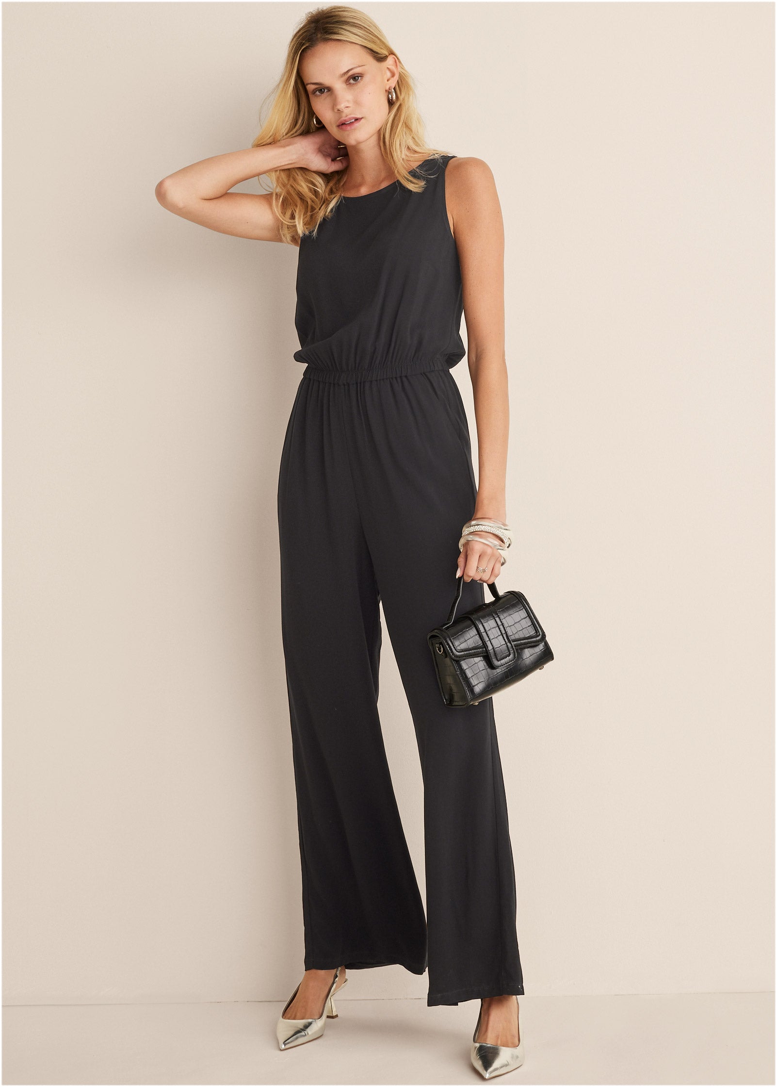 Sleeveless Jumpsuit - Black - Image 2