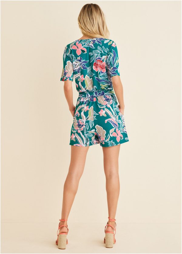 Tie Waist Romper - Paradise Floral