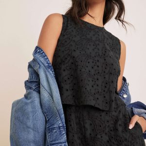 Paisley Eyelet Romper - Black - Image 3