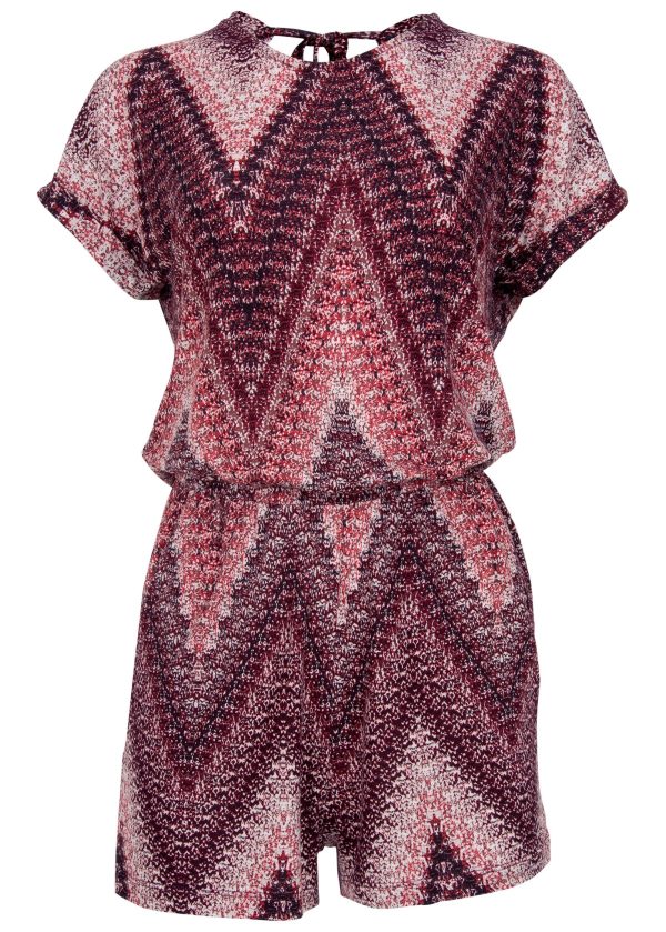 Open Back Romper - Burgundy Multi
