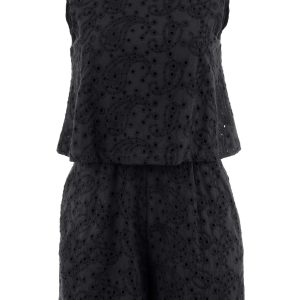 Paisley Eyelet Romper - Black - Image 4