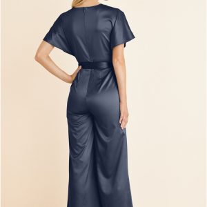 Flutter Sleeve Jumpsuit - Navy - Image 2