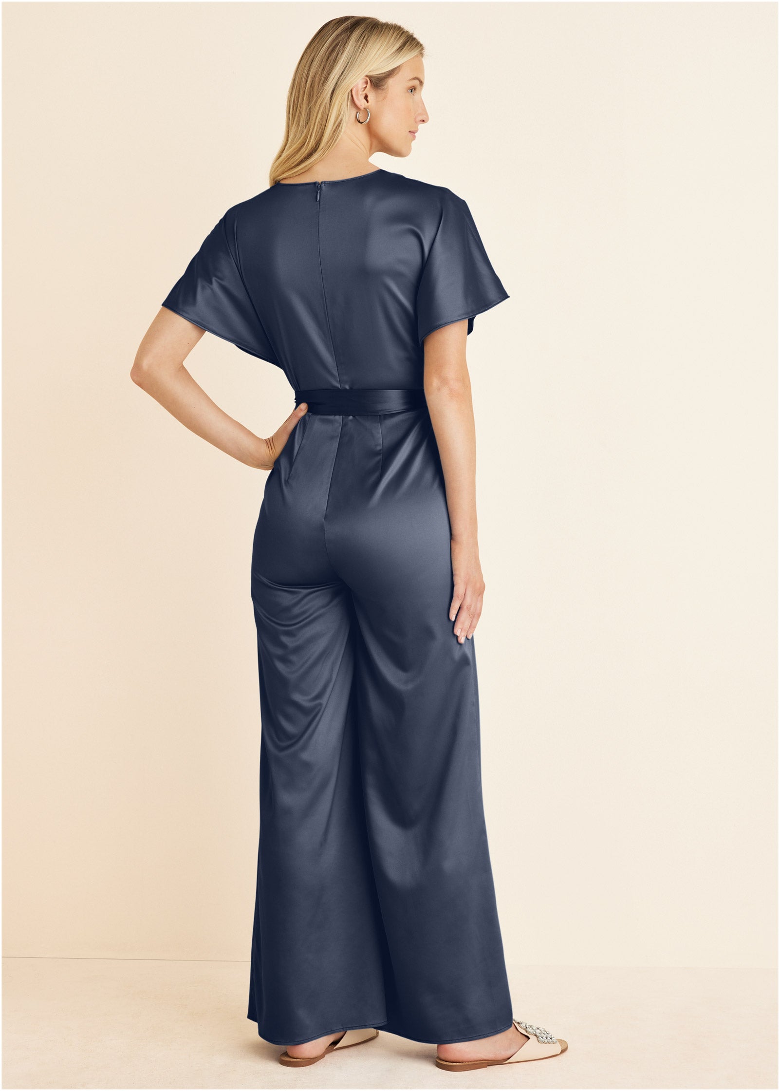 Flutter Sleeve Jumpsuit - Navy - Image 2