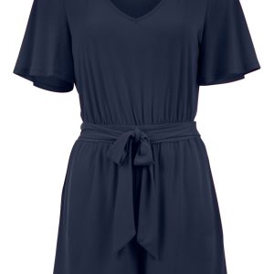 Tie Waist Romper - Navy - Image 4