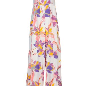 Square Neck Printed Jumpsuit  - White Multi - Image 4