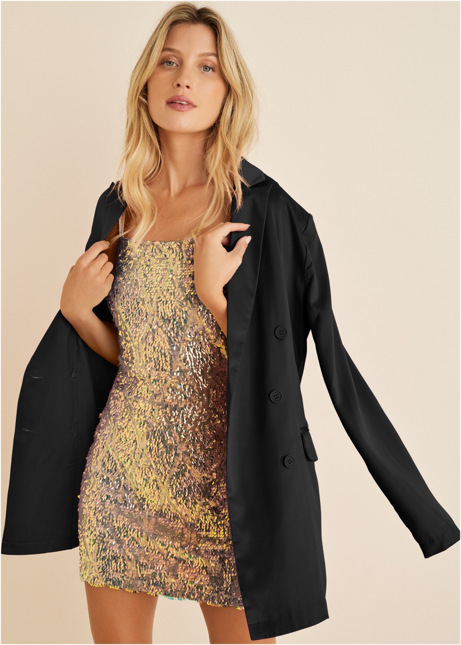 Opulent Sequin Mini Dress - Champagne Multi - Image 6