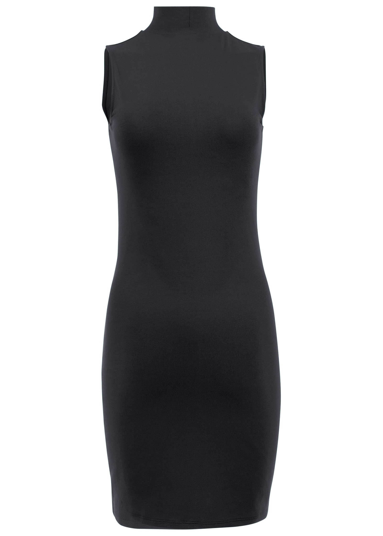 Mock Neck Mini Dress - Jet Black - Image 3