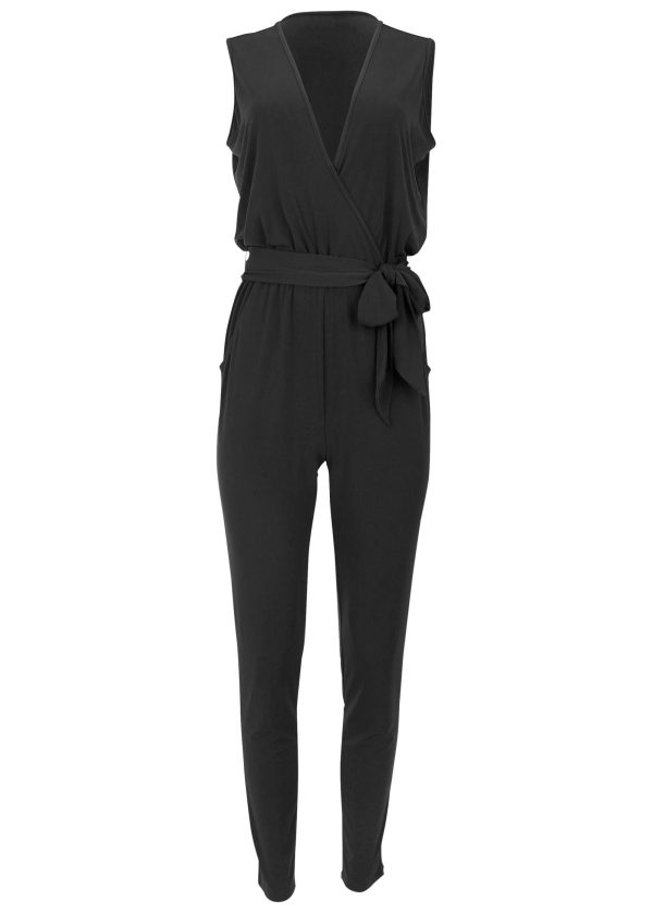 Wrap Tie Jumpsuit - Jet Black