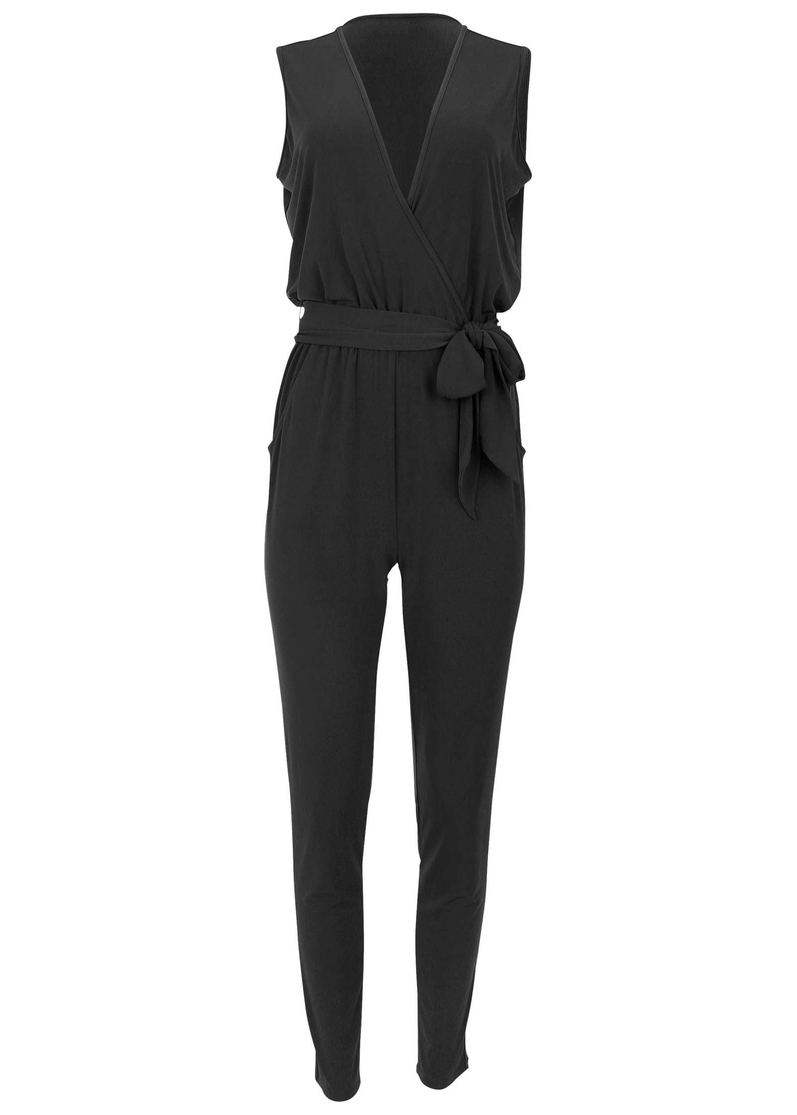 Wrap Tie Jumpsuit - Jet Black - Image 3