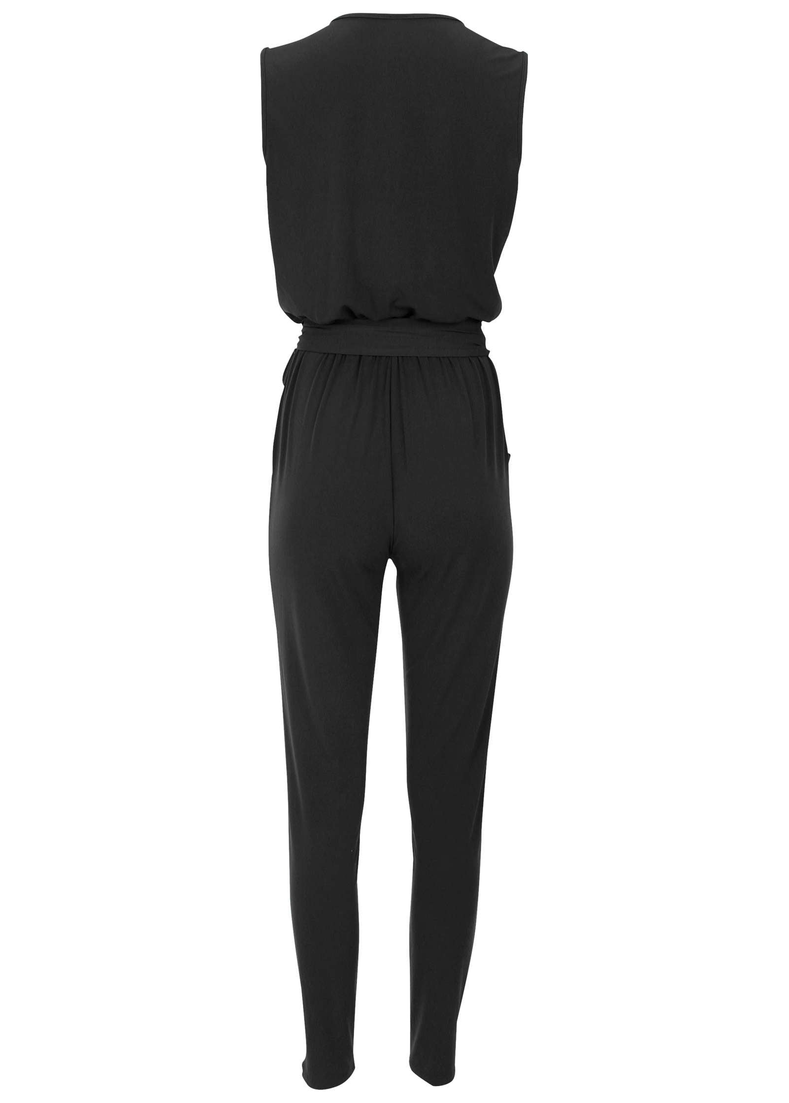 Wrap Tie Jumpsuit - Jet Black - Image 4