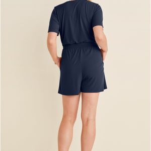 Tie Waist Romper - Navy - Image 8
