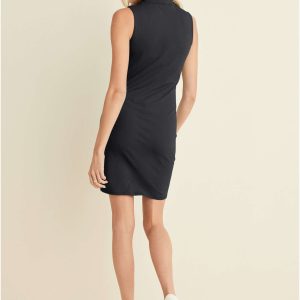 Mock Neck Mini Dress - Jet Black - Image 2
