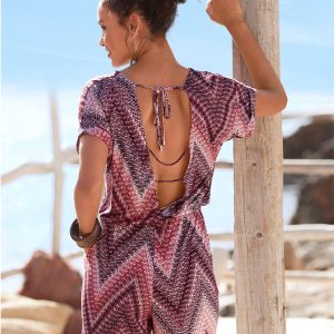 Open Back Romper - Burgundy Multi - Image 8